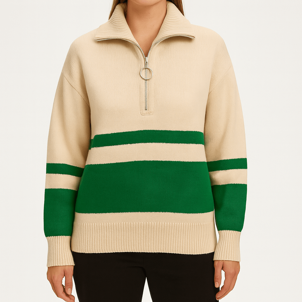 Bellmont | Striped quarter zip pullover sweater