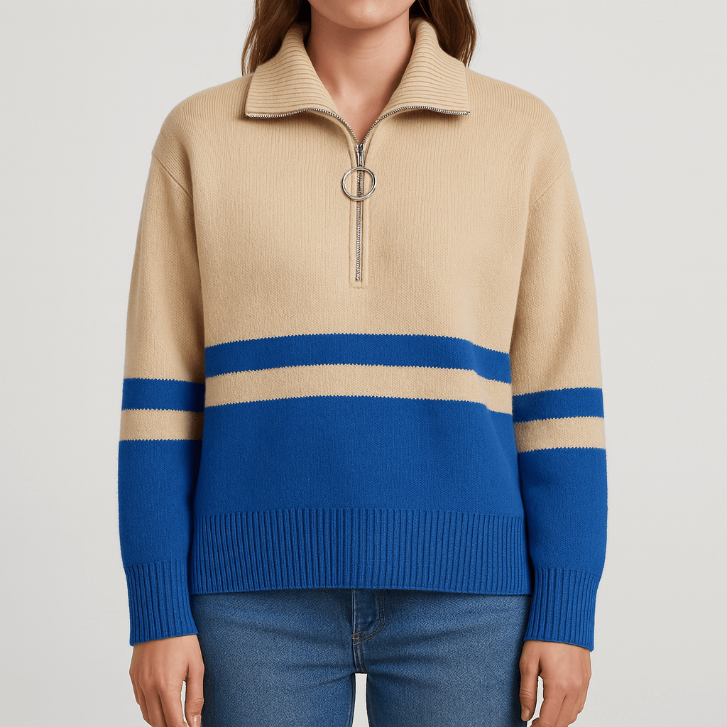Bellmont | Striped quarter zip pullover sweater