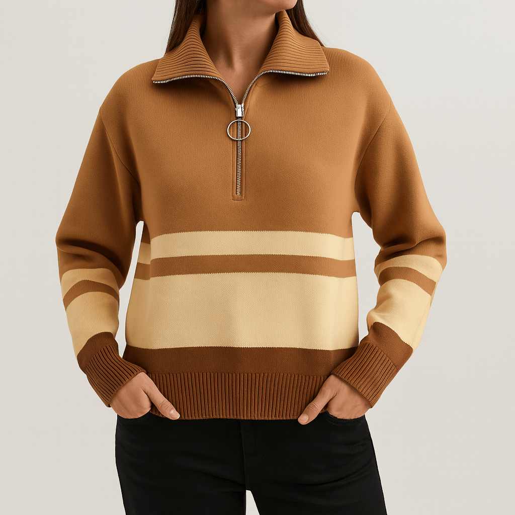 Bellmont | Striped quarter zip pullover sweater