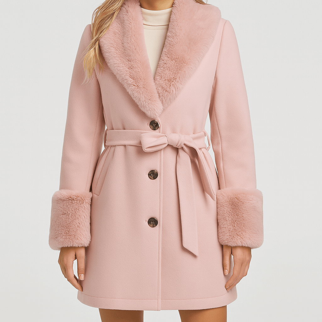 Bellmont | Tailored wool blend trench coat with faux fur collar