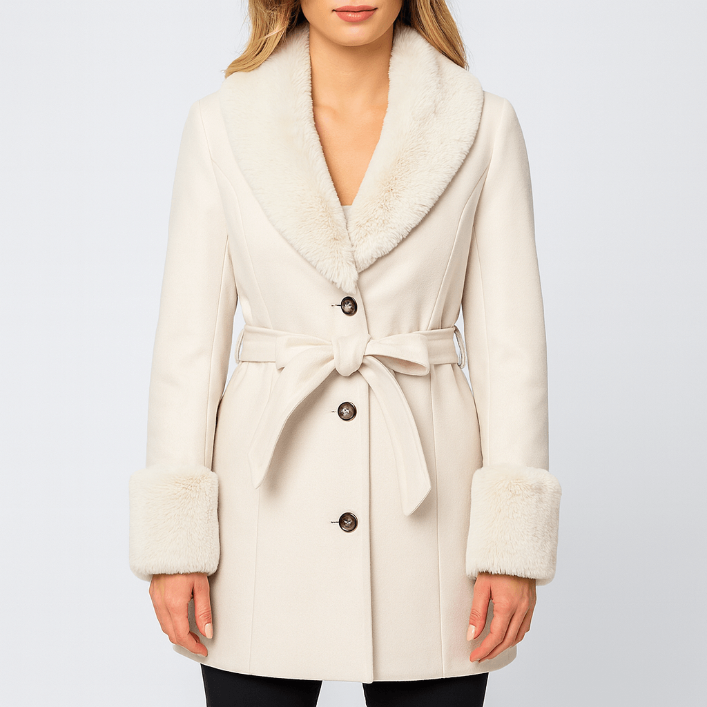 Bellmont | Tailored wool blend trench coat with faux fur collar